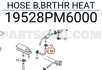 Honda 19528PM6000 HOSE B,BRTHR HEAT
