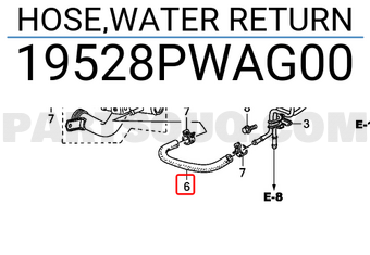 Honda 19528PWAG00 HOSE,WATER RETURN