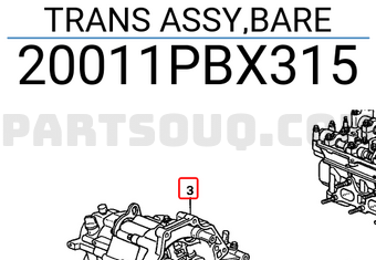 Honda 20011PBX315 TRANS ASSY,BARE