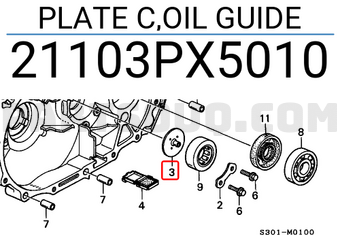 Honda 21103PX5010 PLATE C,OIL GUIDE