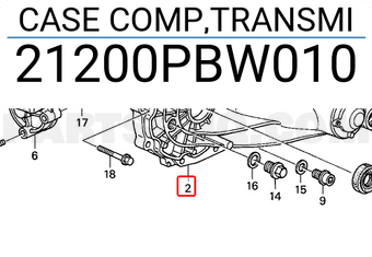 Honda 21200PBW010 CASE COMP,TRANSMI