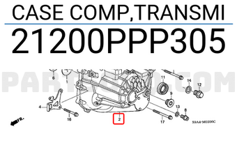 Honda 21200PPP305 CASE COMP,TRANSMI