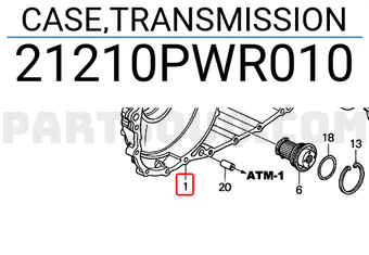 Honda 21210PWR010 CASE,TRANSMISSION