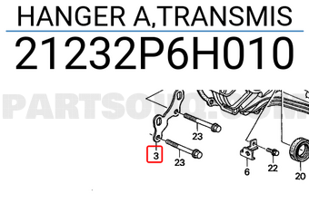 Honda 21232P6H010 HANGER A,TRANSMIS