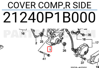 Honda 21240P1B000 COVER COMP,R SIDE