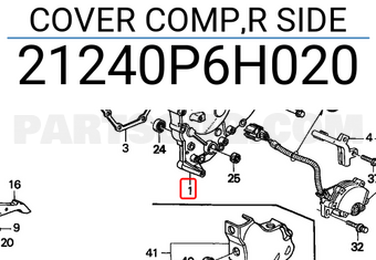 Honda 21240P6H020 COVER COMP,R SIDE