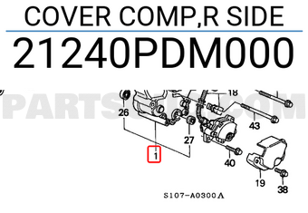 Honda 21240PDM000 COVER COMP,R SIDE