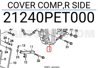 Honda 21240PET000 COVER COMP,R SIDE