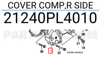 Honda 21240PL4010 COVER COMP,R SIDE