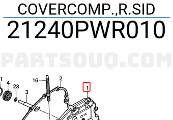 Honda 21240PWR010 COVERCOMP.,R.SID