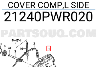 Honda 21240PWR020 COVER COMP,L SIDE