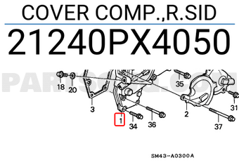 Honda 21240PX4050 COVER COMP.,R.SID