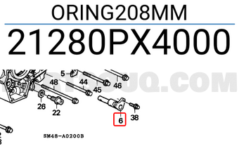 Honda 21280PX4000 ORING208MM