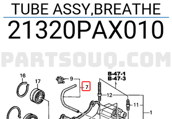 Honda 21320PAX010 TUBE ASSY,BREATHE