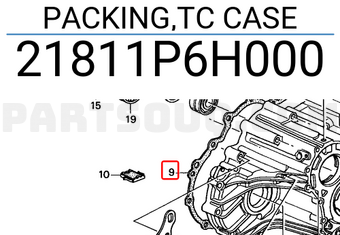 Honda 21811P6H000 PACKING,TC CASE