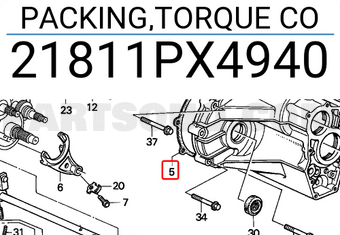Honda 21811PX4940 PACKING,TORQUE CO