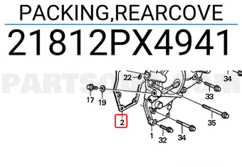 Honda 21812PX4941 PACKING,REARCOVE