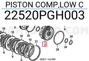 Honda 22520PGH003 PISTON COMP,LOW C