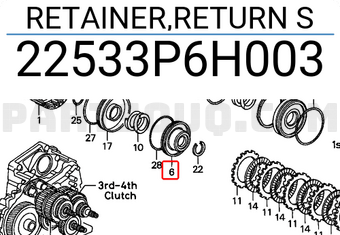 Honda 22533P6H003 RETAINER,RETURN S