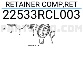 Honda 22533RCL003 RETAINER COMP,RET