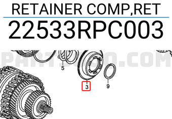 Honda 22533RPC003 RETAINER COMP,RET