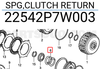 Honda 22542P7W003 SPG,CLUTCH RETURN