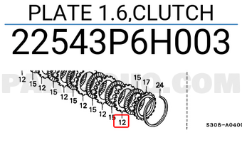 Honda 22543P6H003 PLATE 1.6,CLUTCH