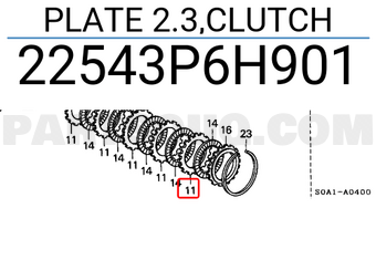 Honda 22543P6H901 PLATE 2.3,CLUTCH