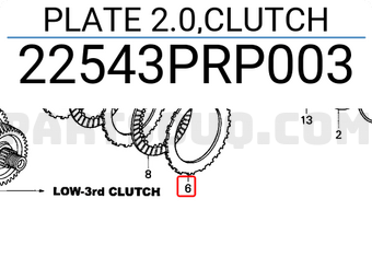 Honda 22543PRP003 PLATE 2.0,CLUTCH