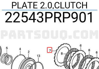 Honda 22543PRP901 PLATE 2.0,CLUTCH