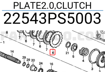 Honda 22543PS5003 PLATE2.0,CLUTCH