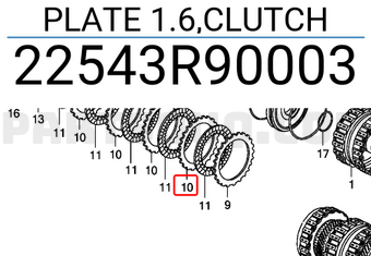 Honda 22543R90003 PLATE 1.6,CLUTCH