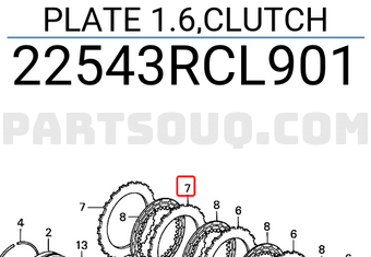 Honda 22543RCL901 PLATE 1.6,CLUTCH