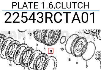 Honda 22543RCTA01 PLATE 1.6,CLUTCH