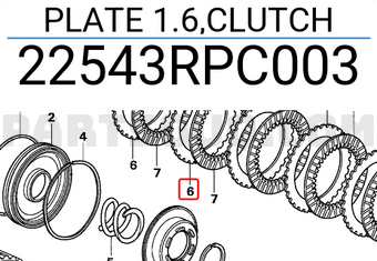 Honda 22543RPC003 PLATE 1.6,CLUTCH