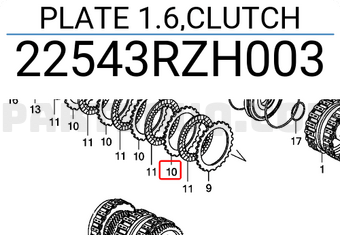 Honda 22543RZH003 PLATE 1.6,CLUTCH