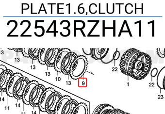 Honda 22543RZHA11 PLATE1.6,CLUTCH