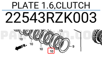 Honda 22543RZK003 PLATE 1.6,CLUTCH