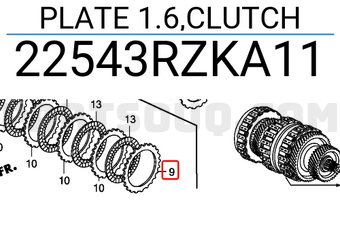 Honda 22543RZKA11 PLATE 1.6,CLUTCH