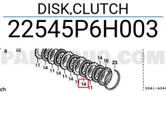 Honda 22545P6H003 DISK,CLUTCH