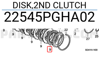 Honda 22545PGHA02 DISK,2ND CLUTCH