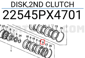 Honda 22545PX4701 DISK,2ND CLUTCH