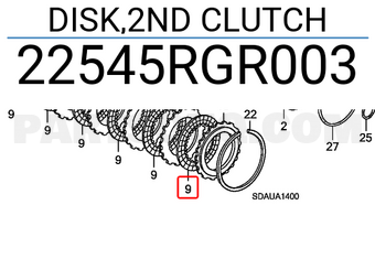 Honda 22545RGR003 DISK,2ND CLUTCH