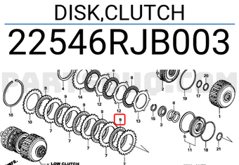 Honda 22546RJB003 DISK,CLUTCH