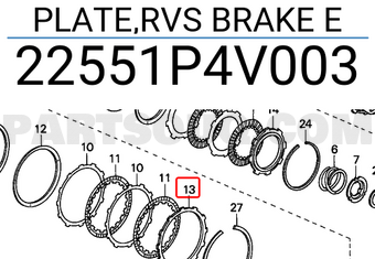 Honda 22551P4V003 PLATE,RVS BRAKE E