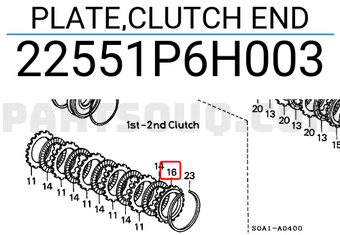 Honda 22551P6H003 PLATE,CLUTCH END