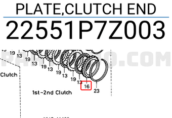 Honda 22551P7Z003 PLATE,CLUTCH END