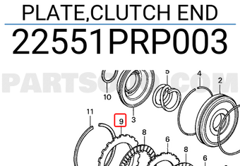 Honda 22551PRP003 PLATE,CLUTCH END