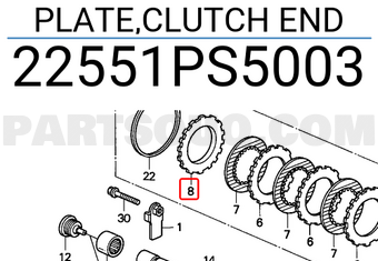 Honda 22551PS5003 PLATE,CLUTCH END