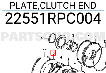 Honda 22551RPC004 PLATE,CLUTCH END